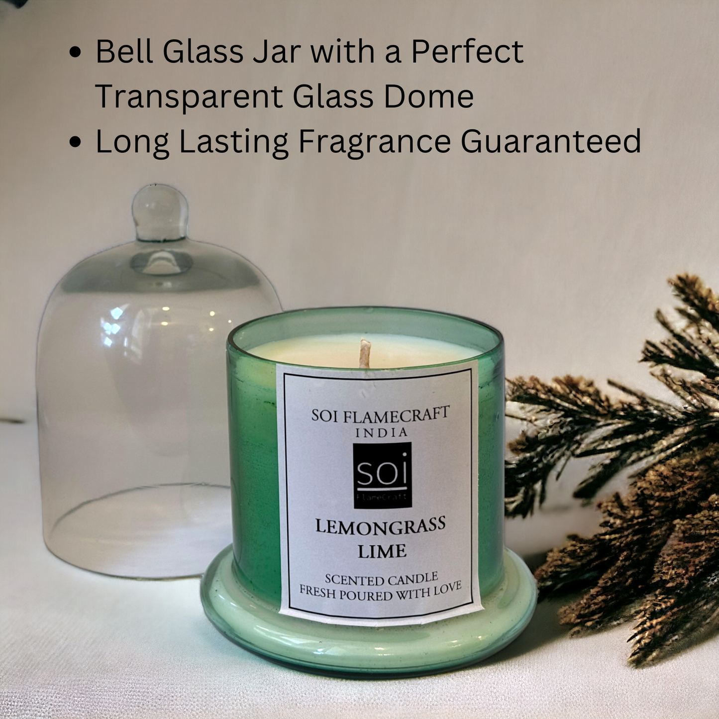 Lemongrass Scented Candle | Green Bell Jar Candle