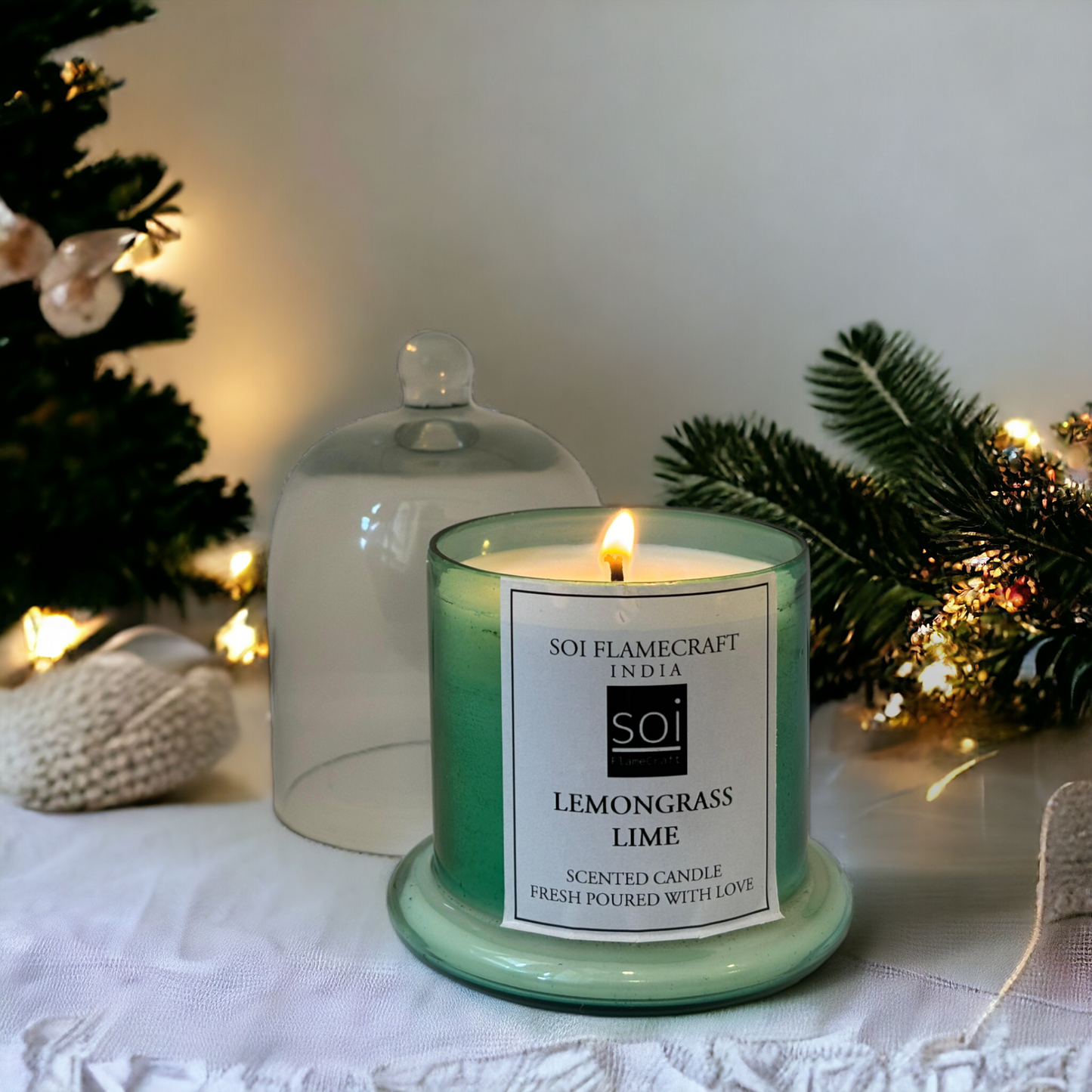 Lemongrass Scented Candle | Green Bell Jar Candle